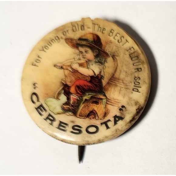 Other - Antique "CERESOTA" The Best‎ Flour sold Celluloid Pinback Button